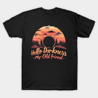 Hello Darkness My Old Friend Solar Eclipse -  Retro Style T-Shirt